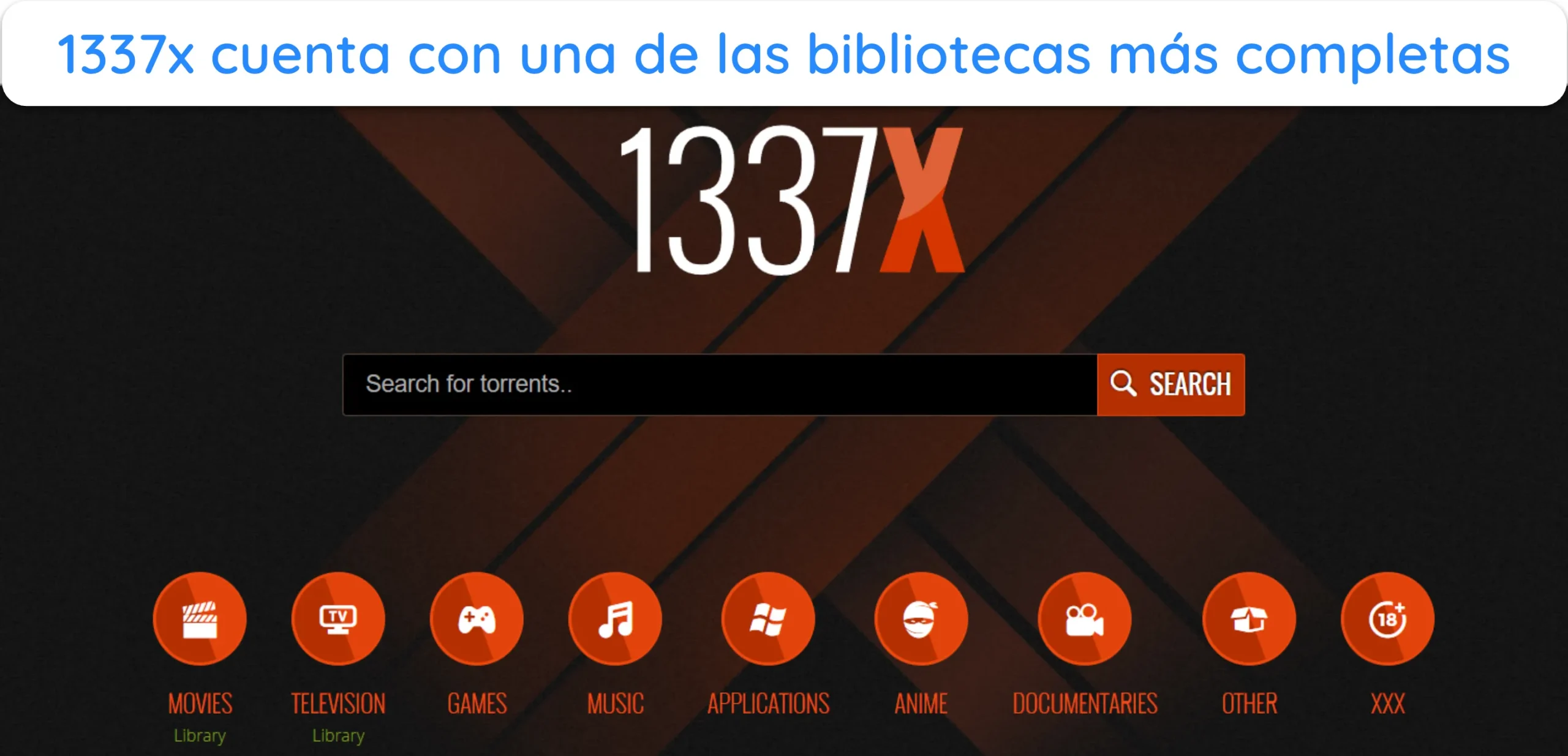 Captura de pantalla de la página principal de 1337x.
