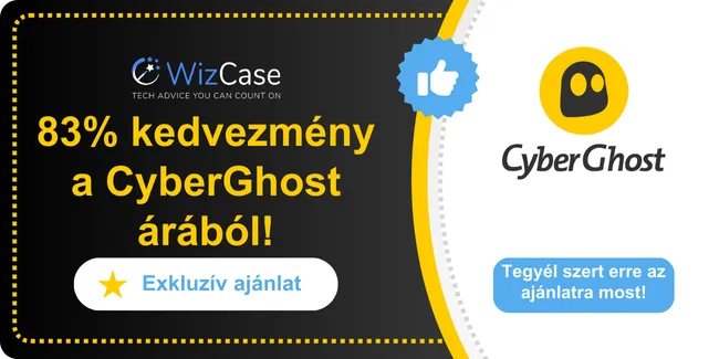 A CyberGhost 2025 fő kupon szalaghirdetése