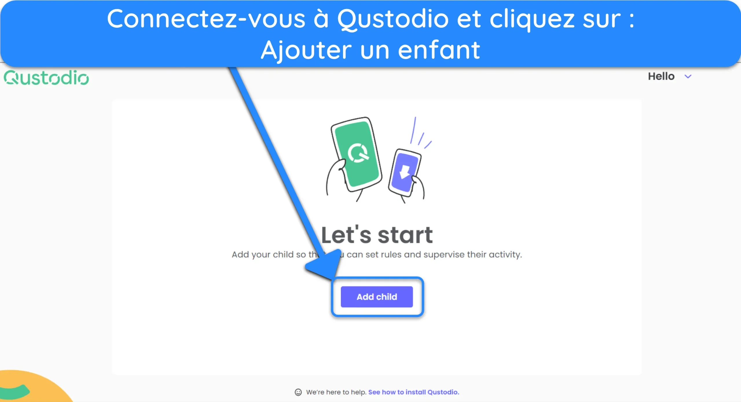 Capture d'écran montrant comment configurer Qustodio.