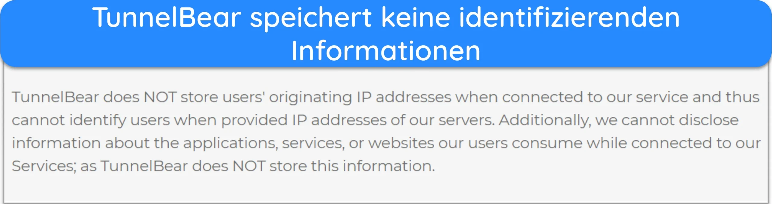 Screenshot eines Teils der staatlichen Datenschutzrichtlinie von TunnelBear.