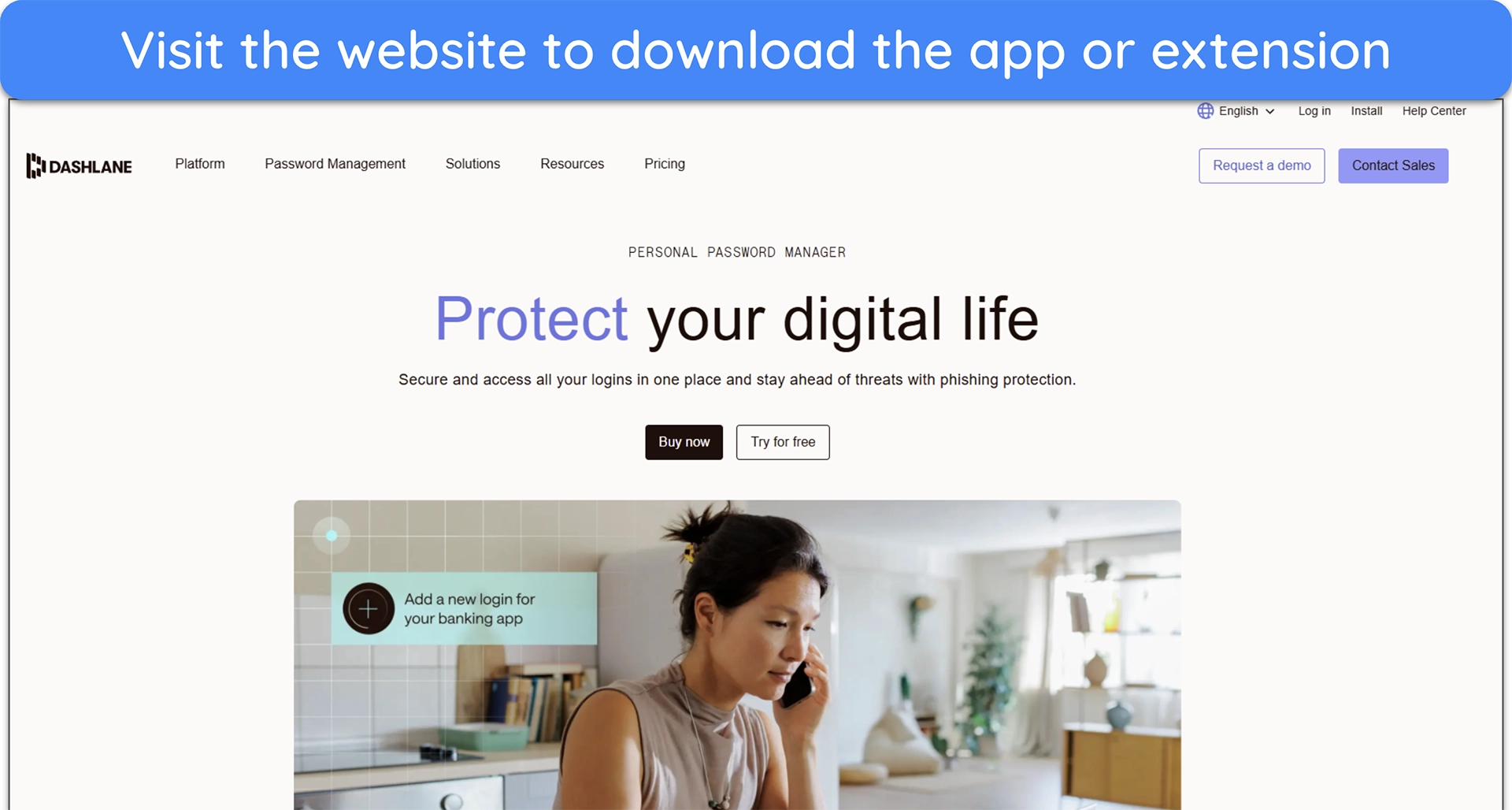 Screenshot of Dashlane's website homepage